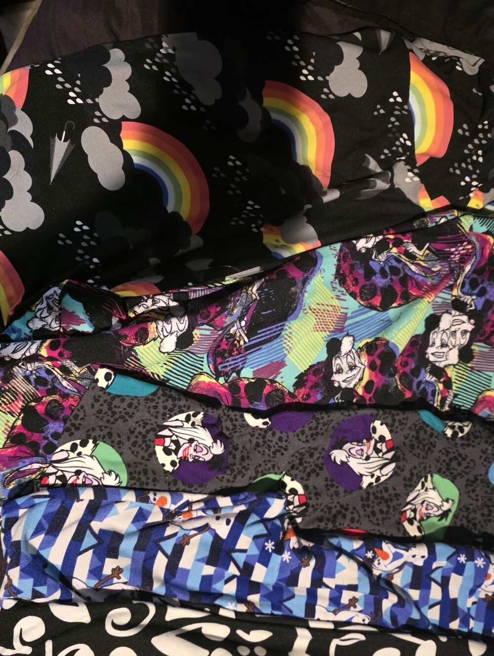 LuLaRoe Black Leggings with Rainbow & Multicolor Prints